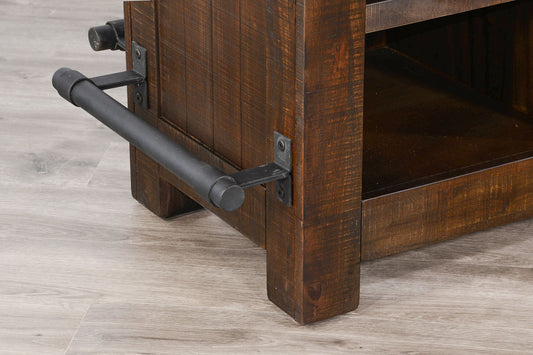 80" Traditional Wood Home 3 Piece Bar Set With Stools - Dark Brown