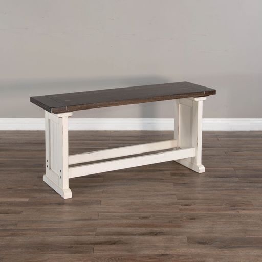 Carriage House - Counter Side Bench - Cottage White / Europen Dark