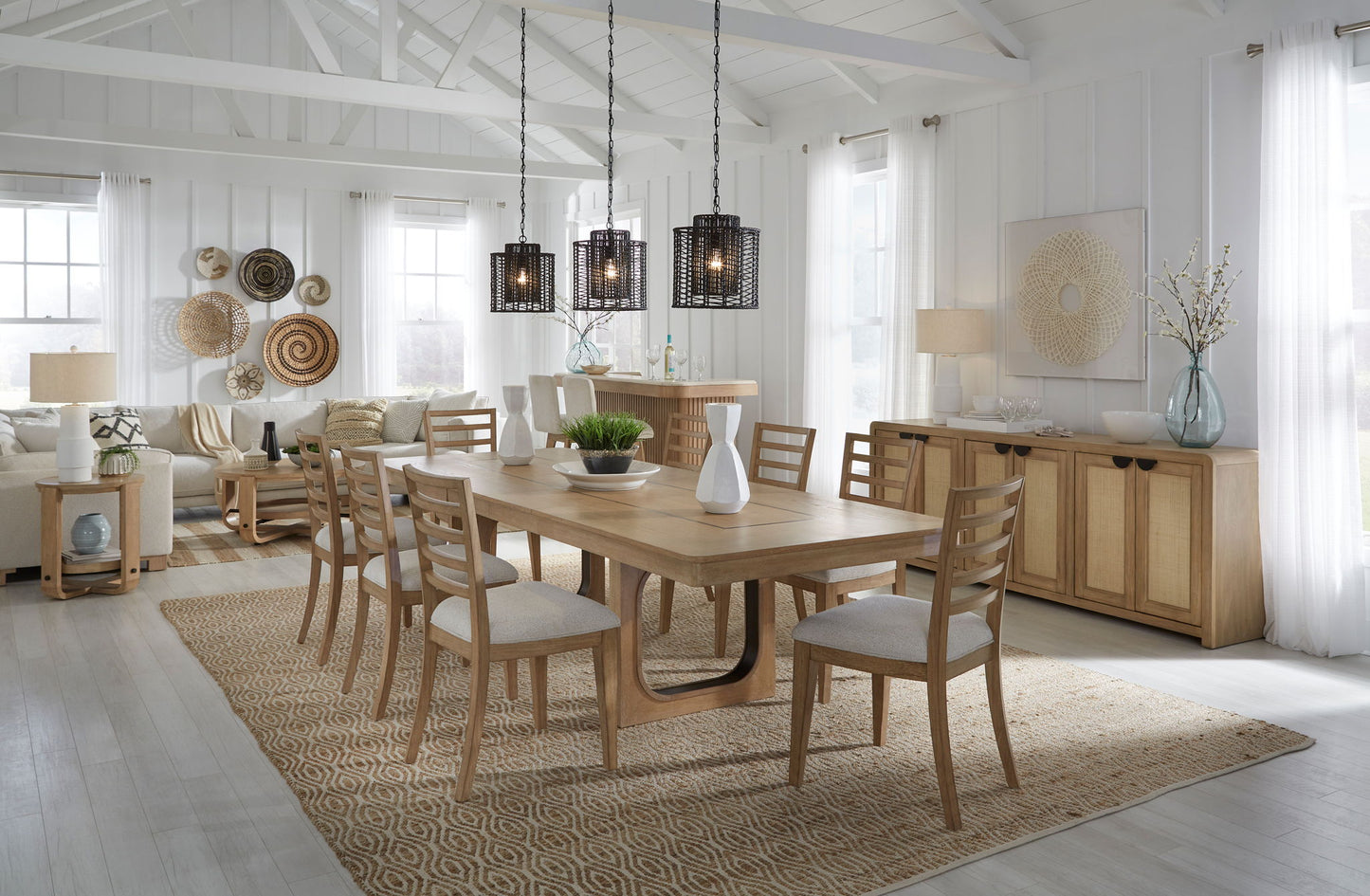 Escape - Dining Bar With Stone Top - Glazed Natural Oak / Vanilla Bean