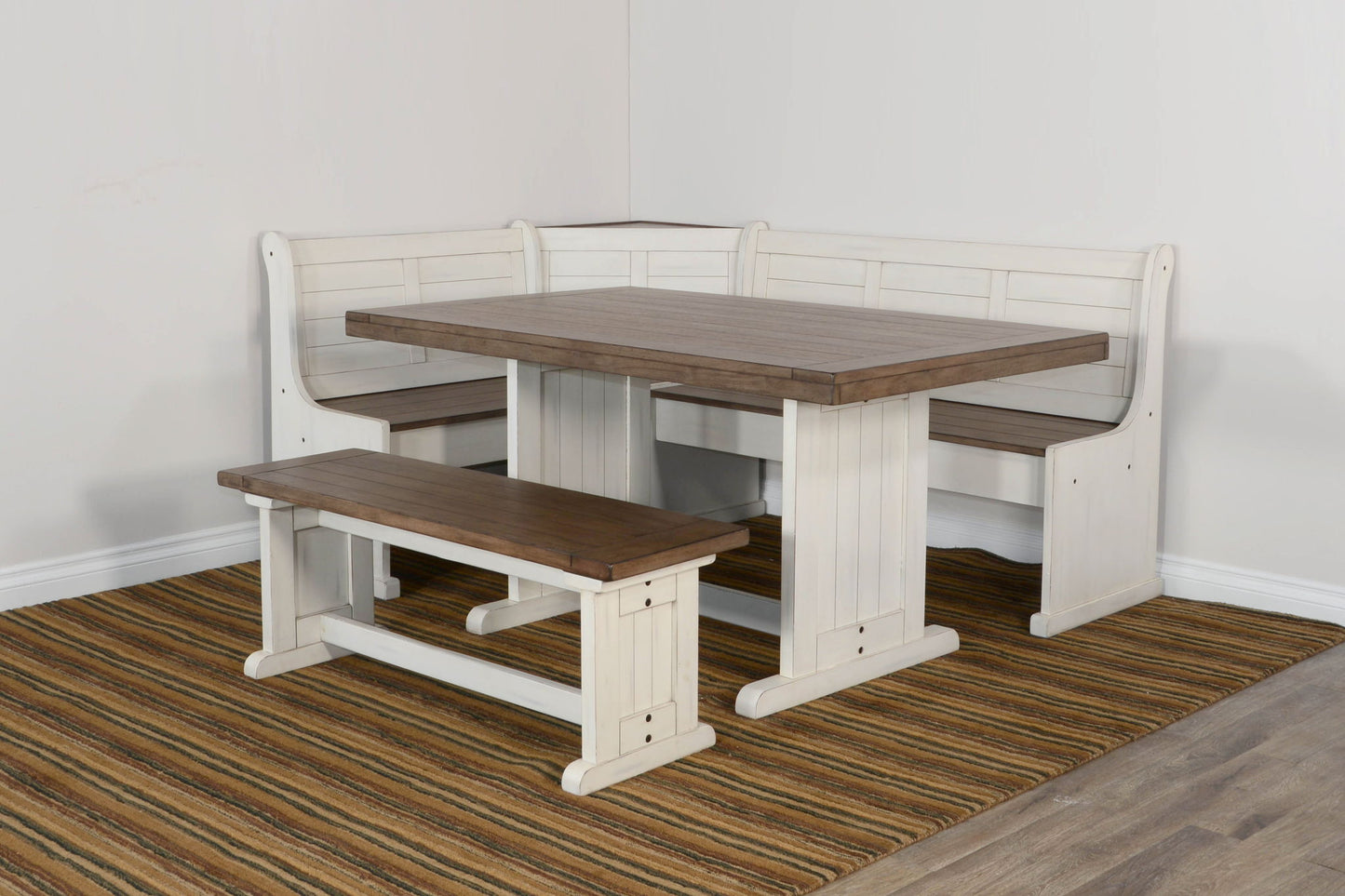 Pasadena - Wood Breakfast Nook Dining Set - Buckskin / Marble White
