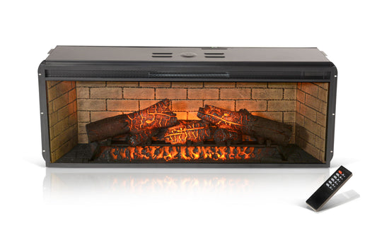 42" Log Fireplace Insert - Black