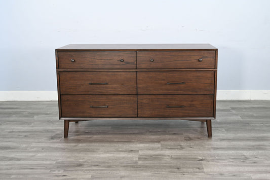 Mid-Century Modern - Mid-Century Modern Walnut 6 Drawer Dresser - Walnut