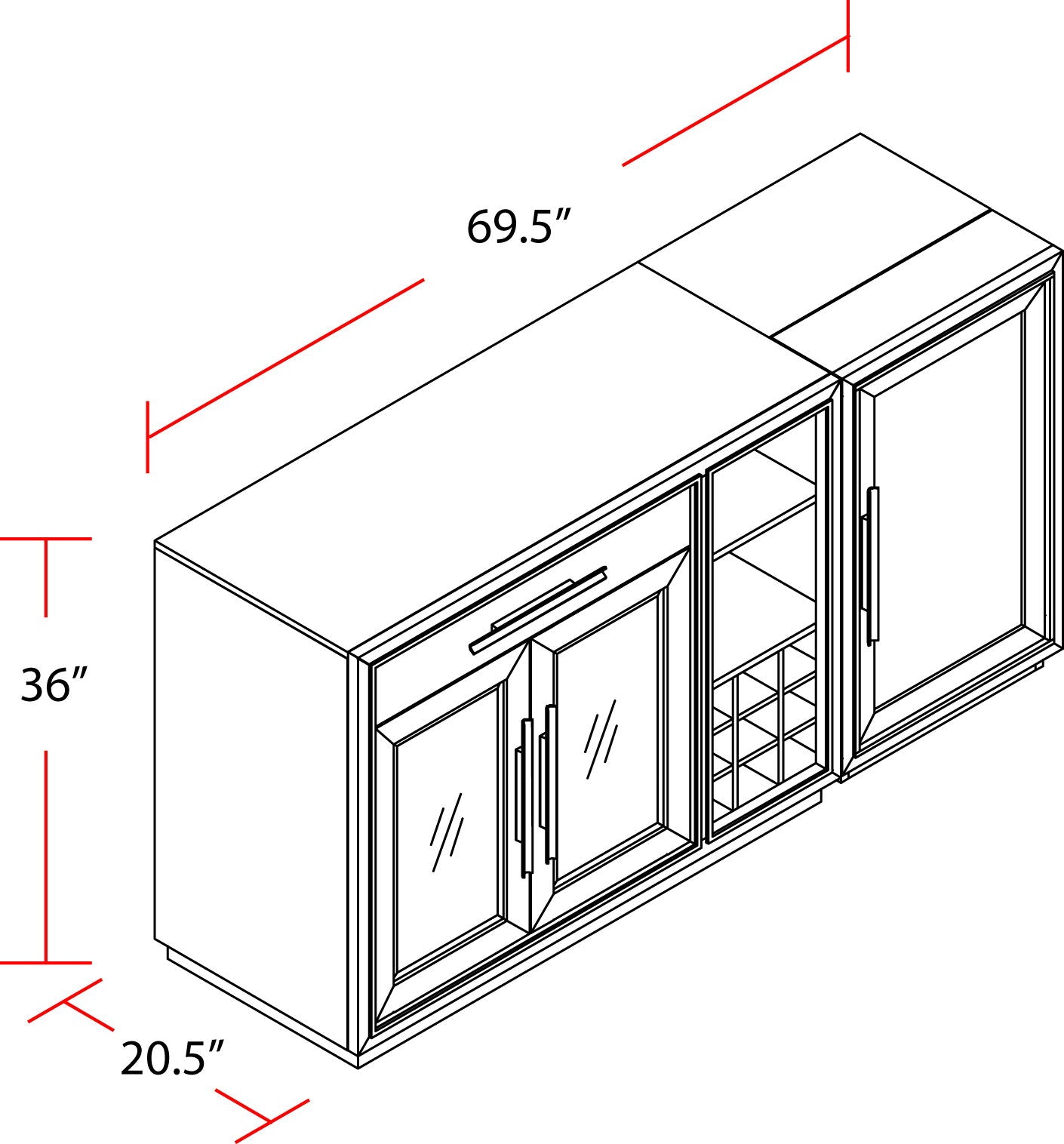 Pure Modern Dining - Multi-Functional Server With Bar Cabinet - Moonstone