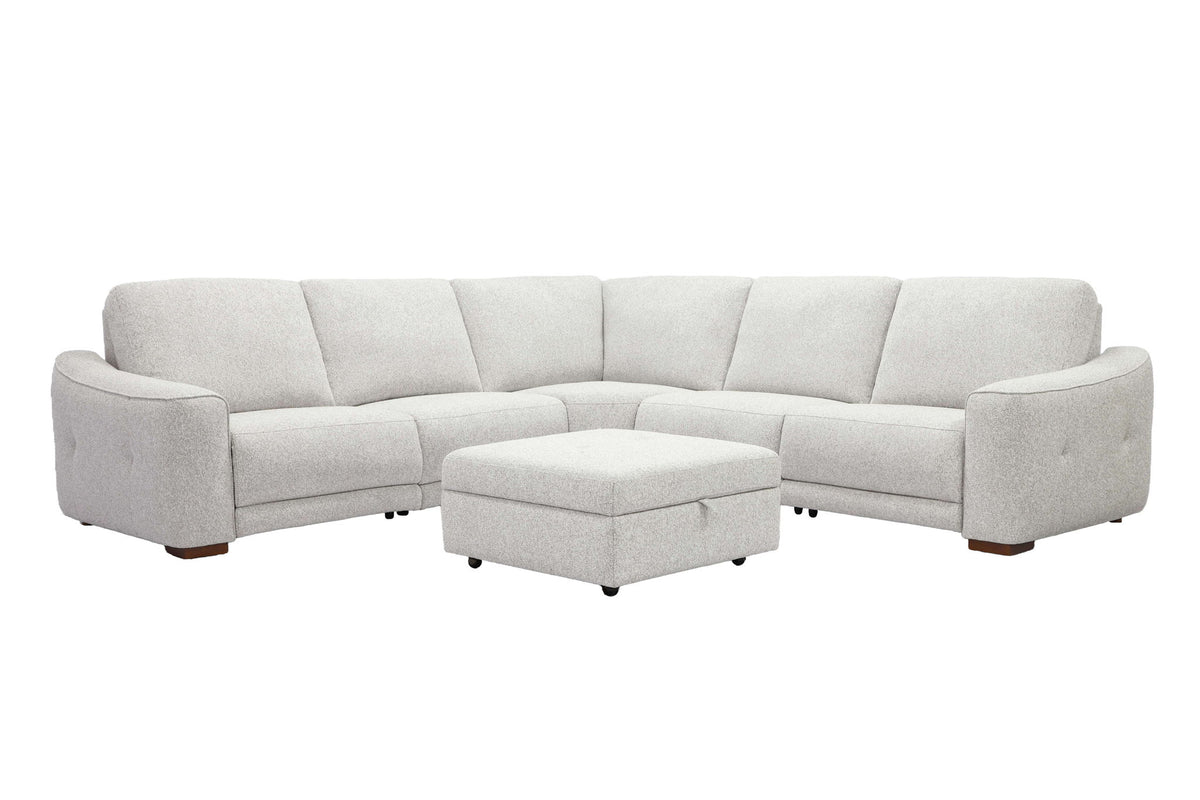 Julianna - 5 Piece Power Reclining Sectional With Power Headrests - Crisp Taupe