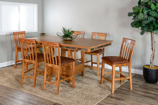 Sedona - Counter Slatback Barstool, Cushion Seat (Set of 2) - Rustic Oak