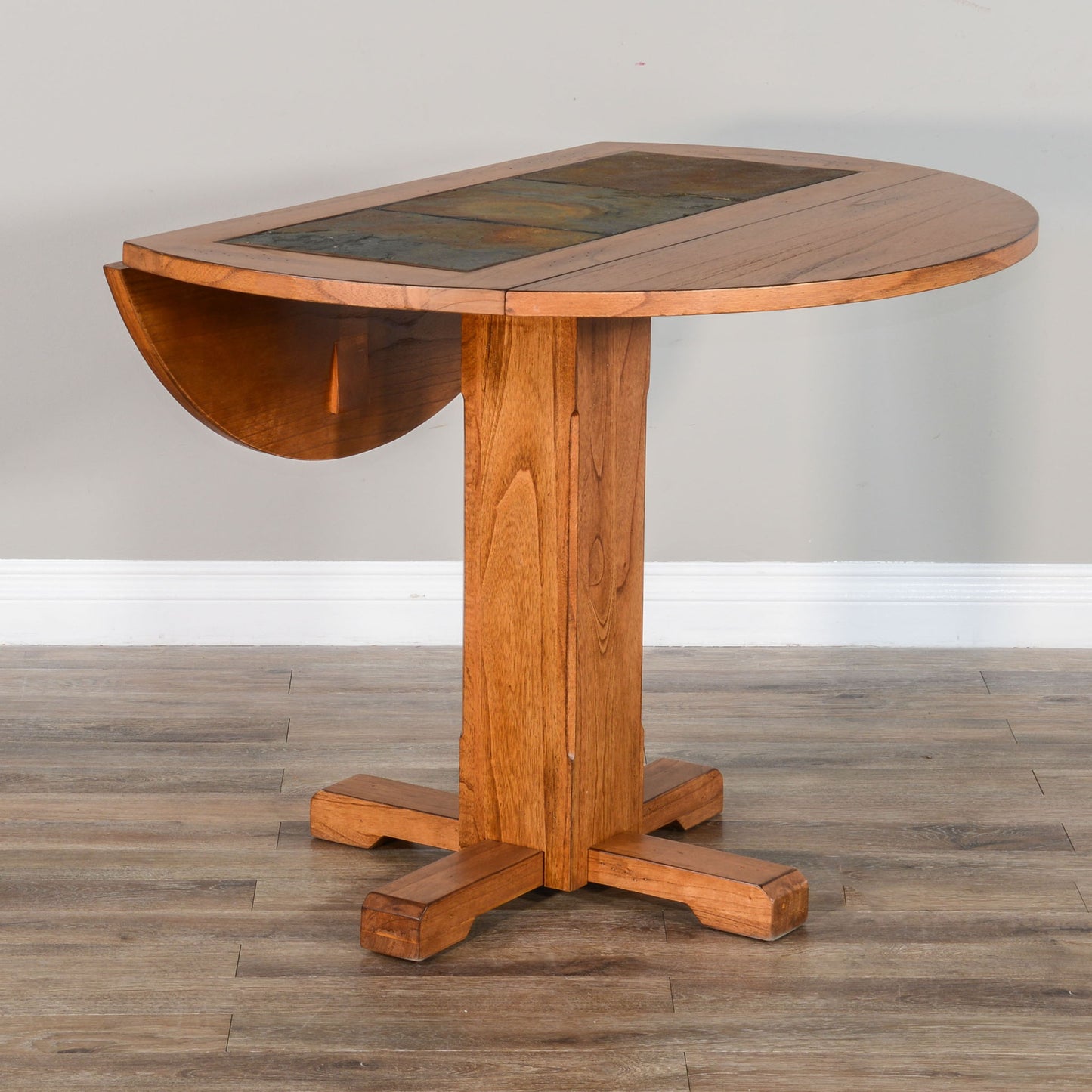 Sedona - Drop Leaf Round Table - Rustic Oak