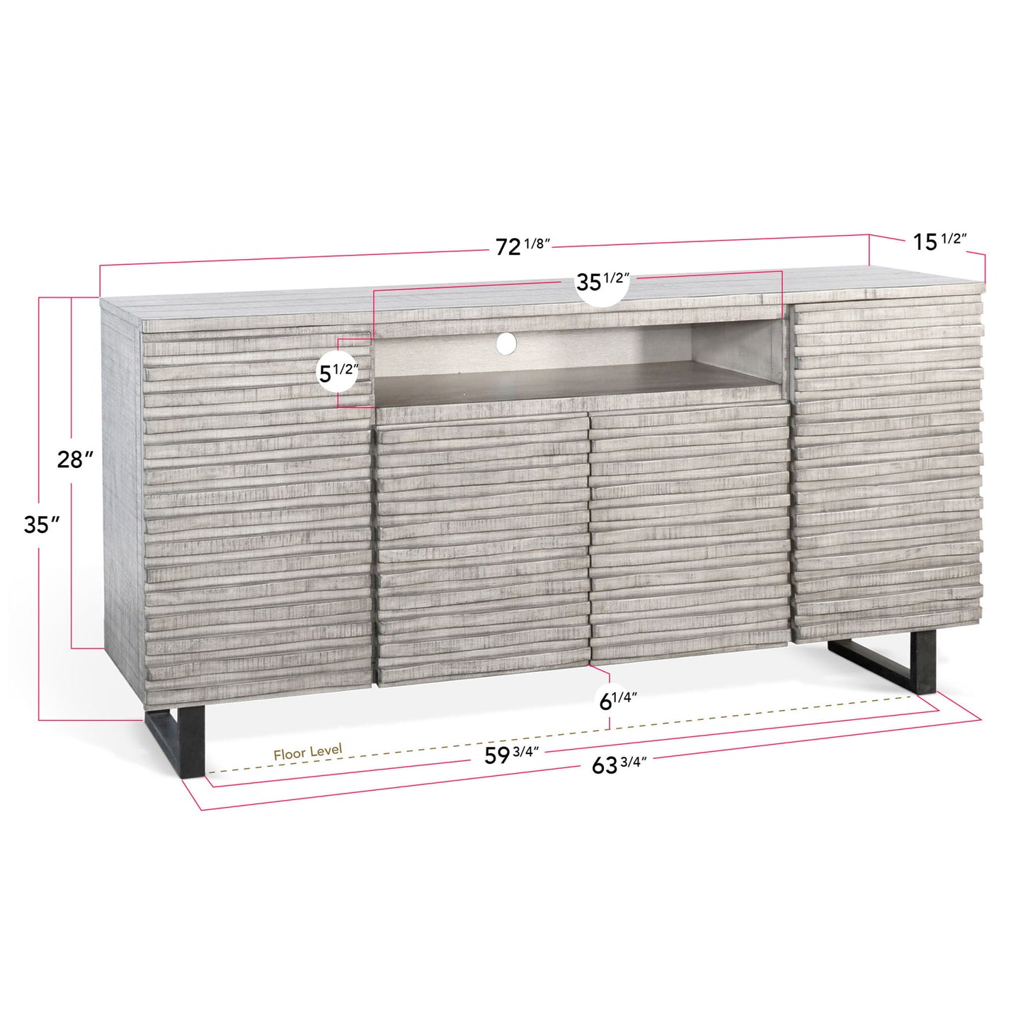 Alpine - 72" Media Console Server - Pearl Silver