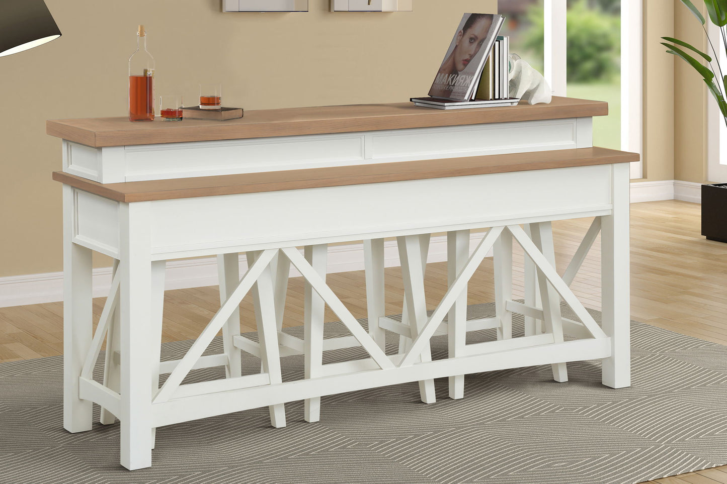 Americana Modern - Everywhere Console With 3 Stools - Cotton