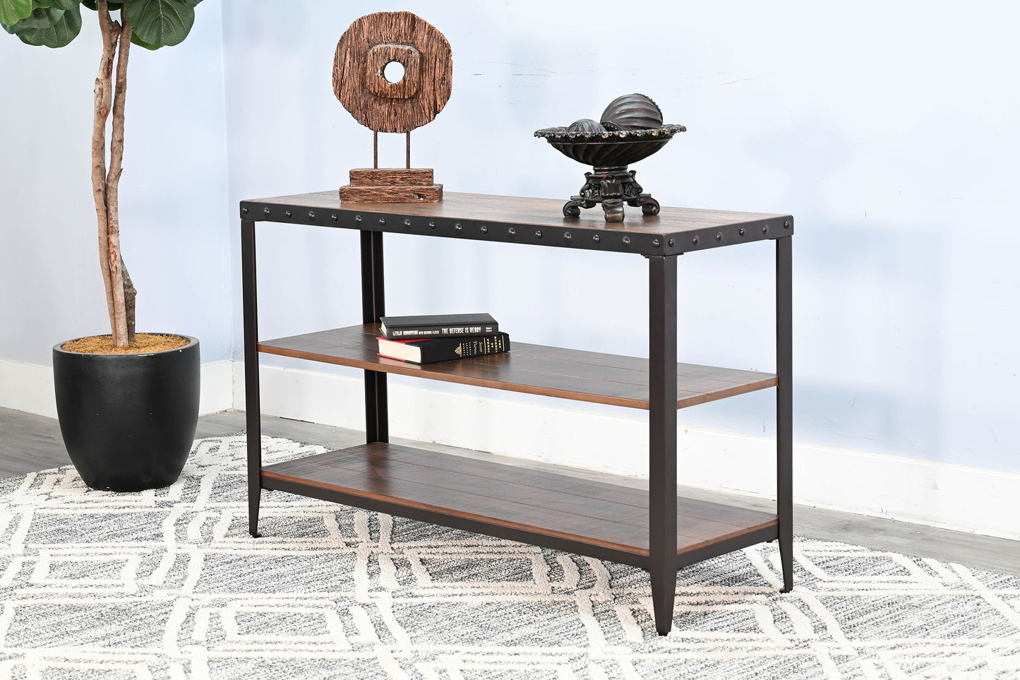 San Diego - Metal & Solid Wood Sofa Table - Brown