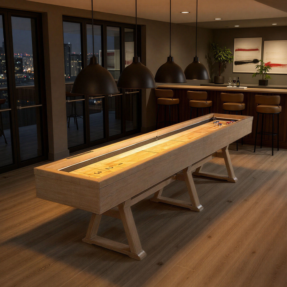 12' Shuffleboard Table - Natural / Whiskey