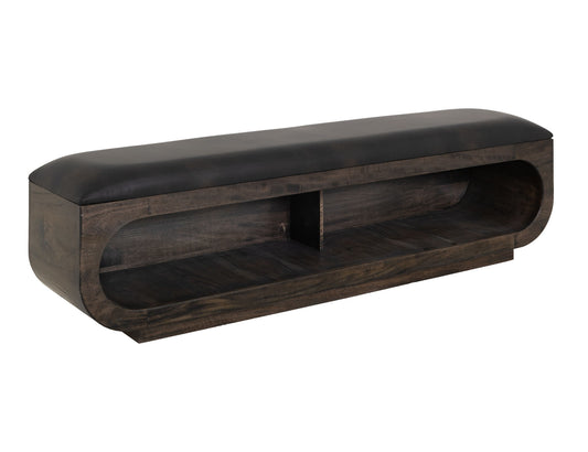 Balam - Wooden Bench With Cushioned Seat - Oil Black