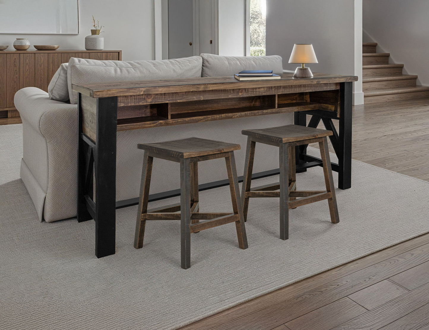 Loft Brown - Counter Height Sofa Table - Two Tone Gray / Brown