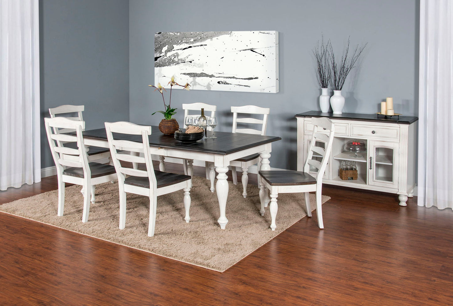 Carriage House - Rectangular Extension Dining Table - White / Dark Brown