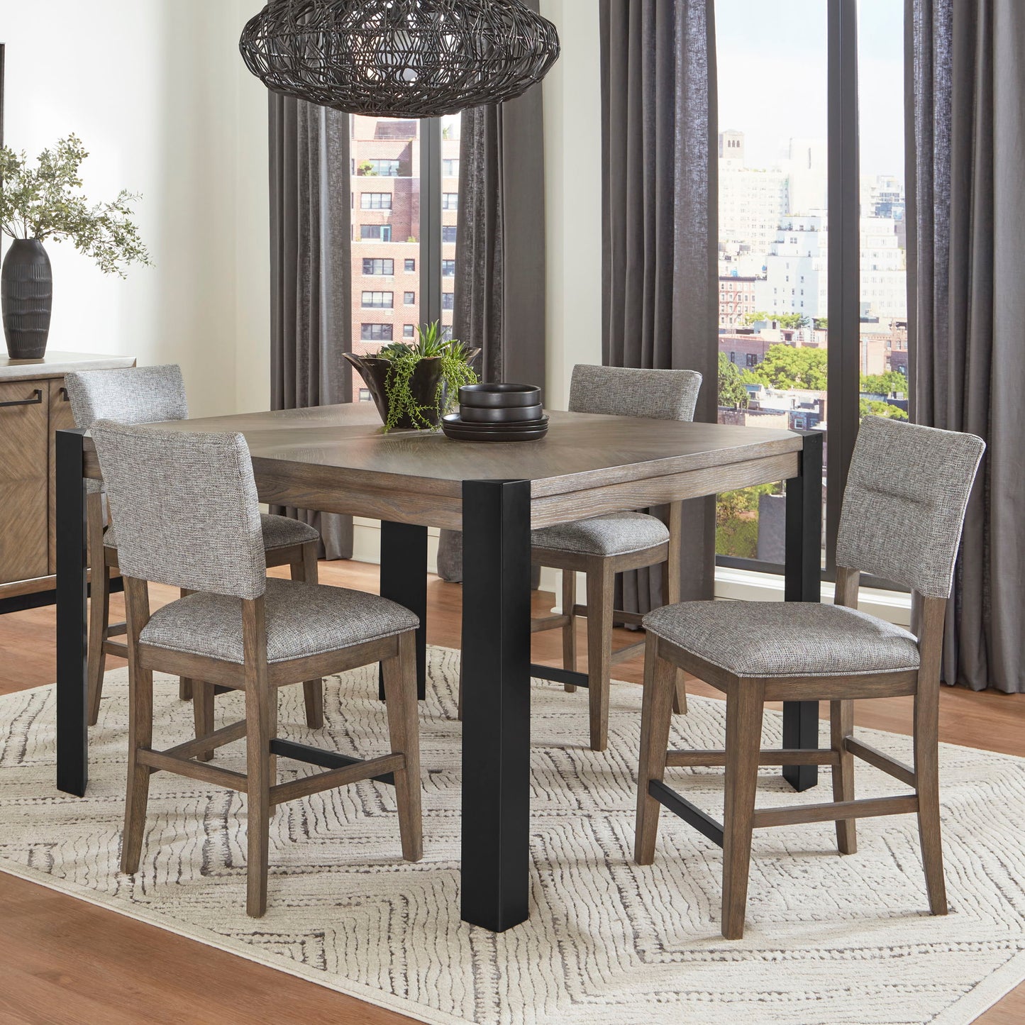 Cedar Fork - Dining Upholstered Fabric Counter Stool (Set of 2) - Smoked Arabica