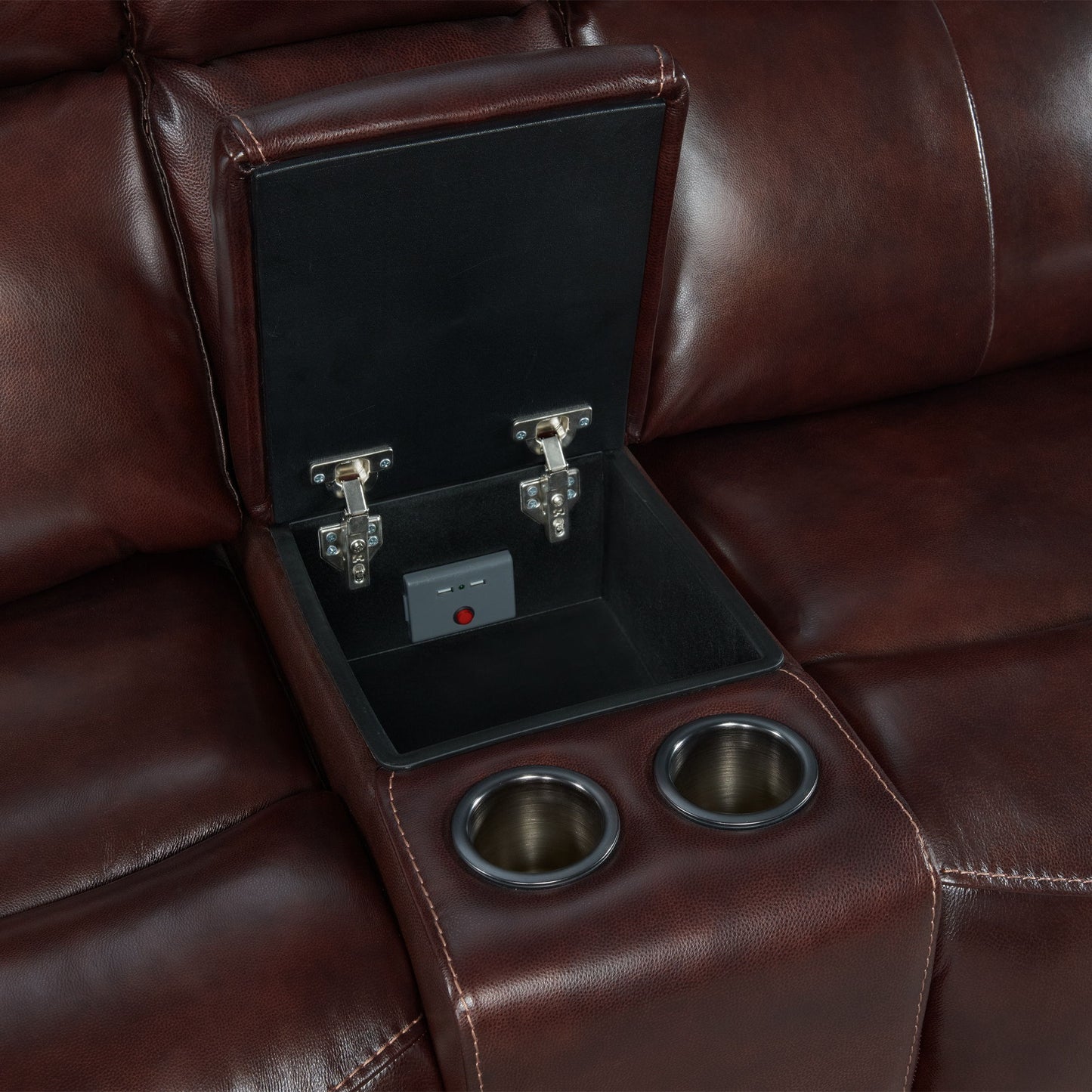 Wainwright - Dual-Power Loveseat - Reddish Brown