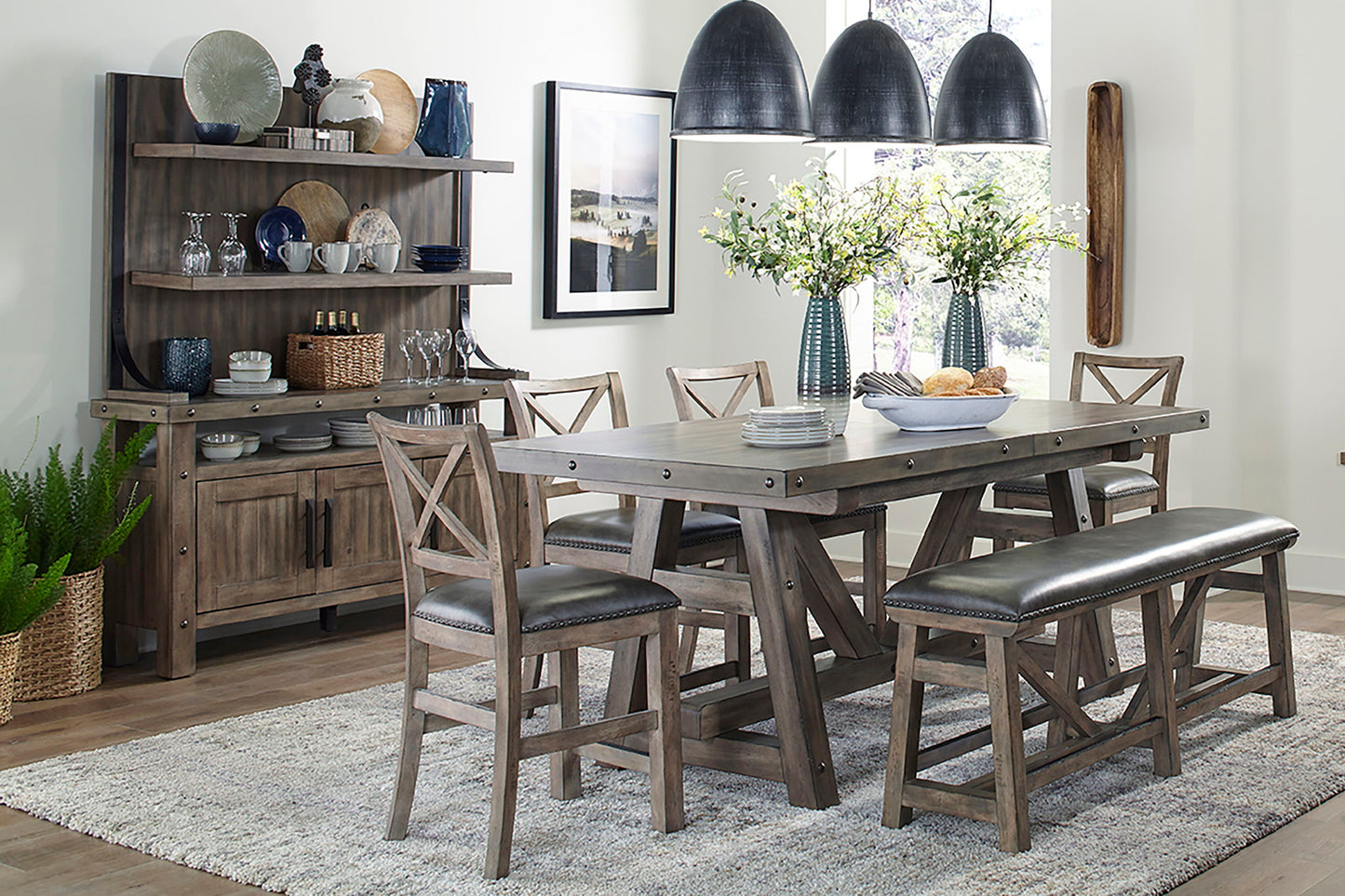 Lodge Dining - Buffet With Bar Hutch - Siltstone