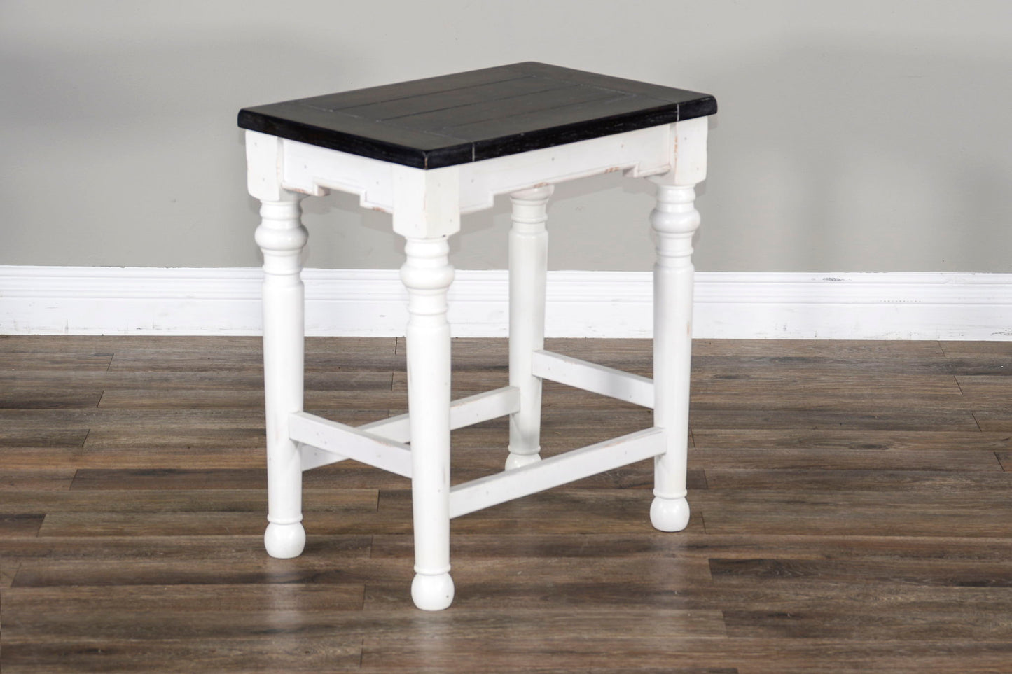 Carriage House - Stool Wih Wood Seat - White / Dark Brown