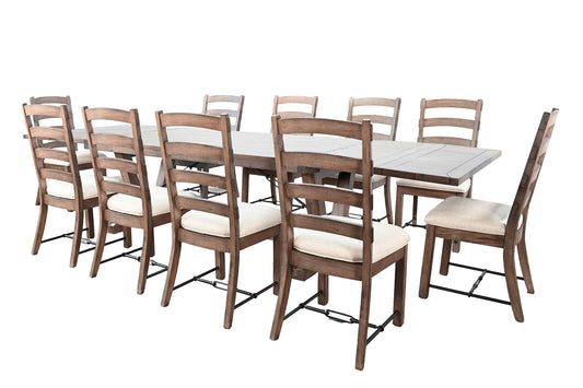 Yellowstone Folding Leaf Extension 11 Piece Dining Set - Buckskin