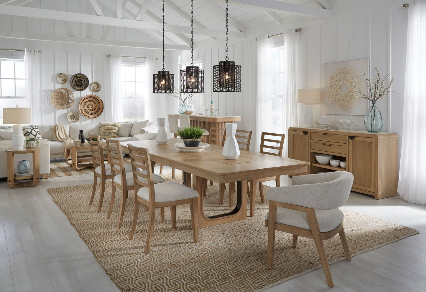 Escape - Dining Bar With Stone Top - Glazed Natural Oak / Vanilla Bean