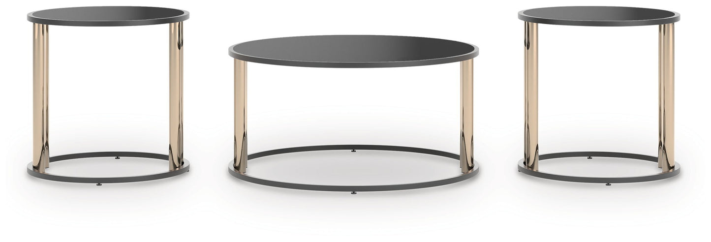 Hannerly - Occasional Table Set (Set of 3) - Black / Gold Finish