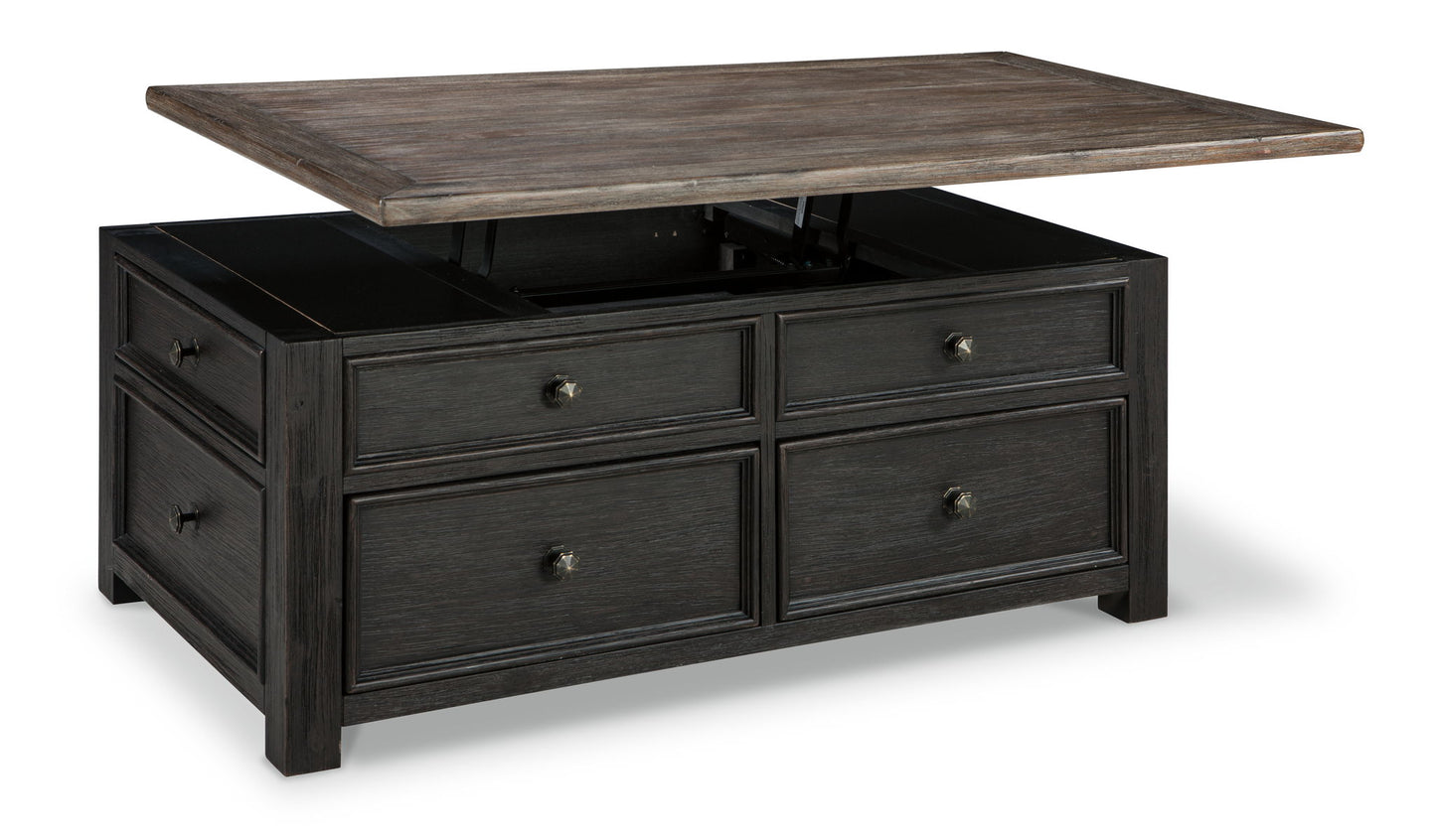Tyler Creek - Grayish Brown / Black - Lift Top Cocktail Table