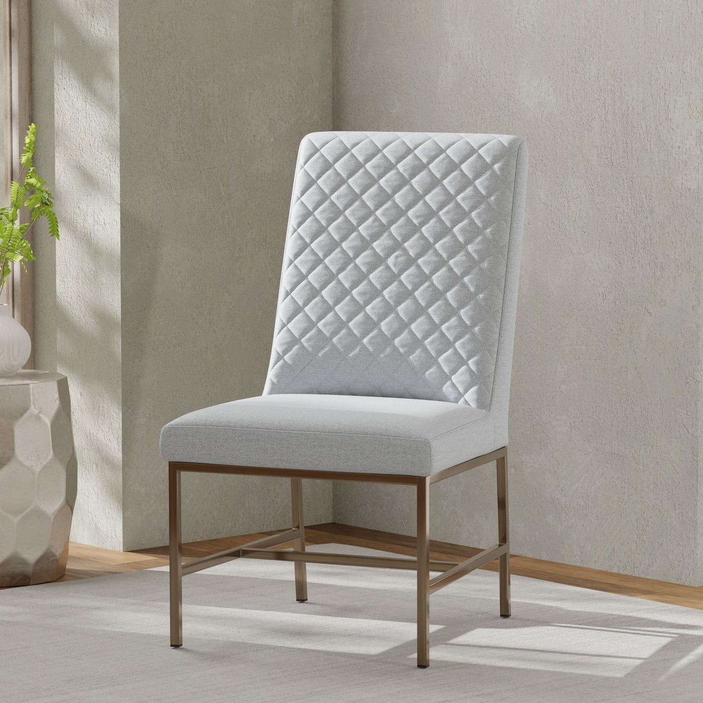 Crossings - Monaco Rectangular Dining Table With 4 Upholstered Chairs - Solid Mango / Pearl Silver