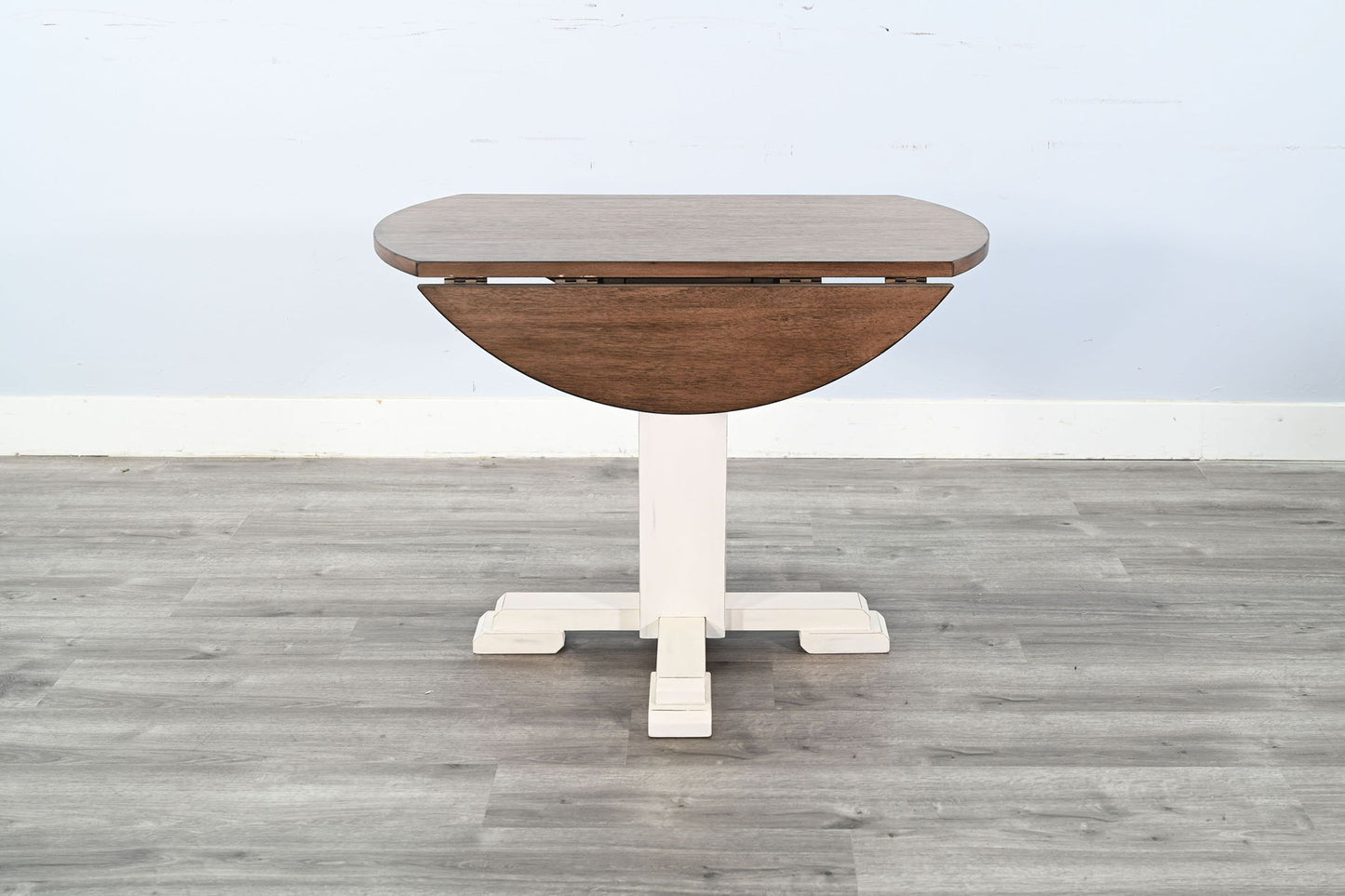 Drop Leaf Round Table - Buckskin / Marble White