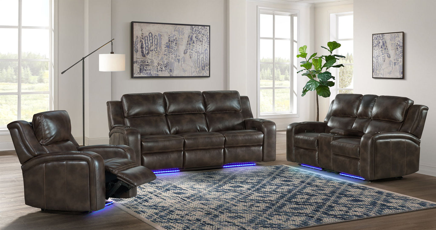 Silhouette - Dual-Power Loveseat - Bolero Coffee