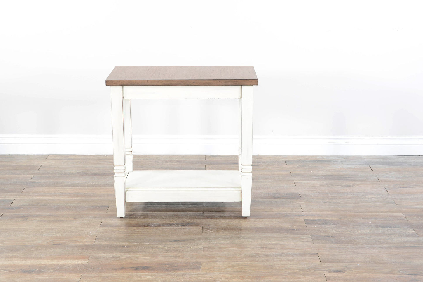 Chair Side Table - White / Light Brown