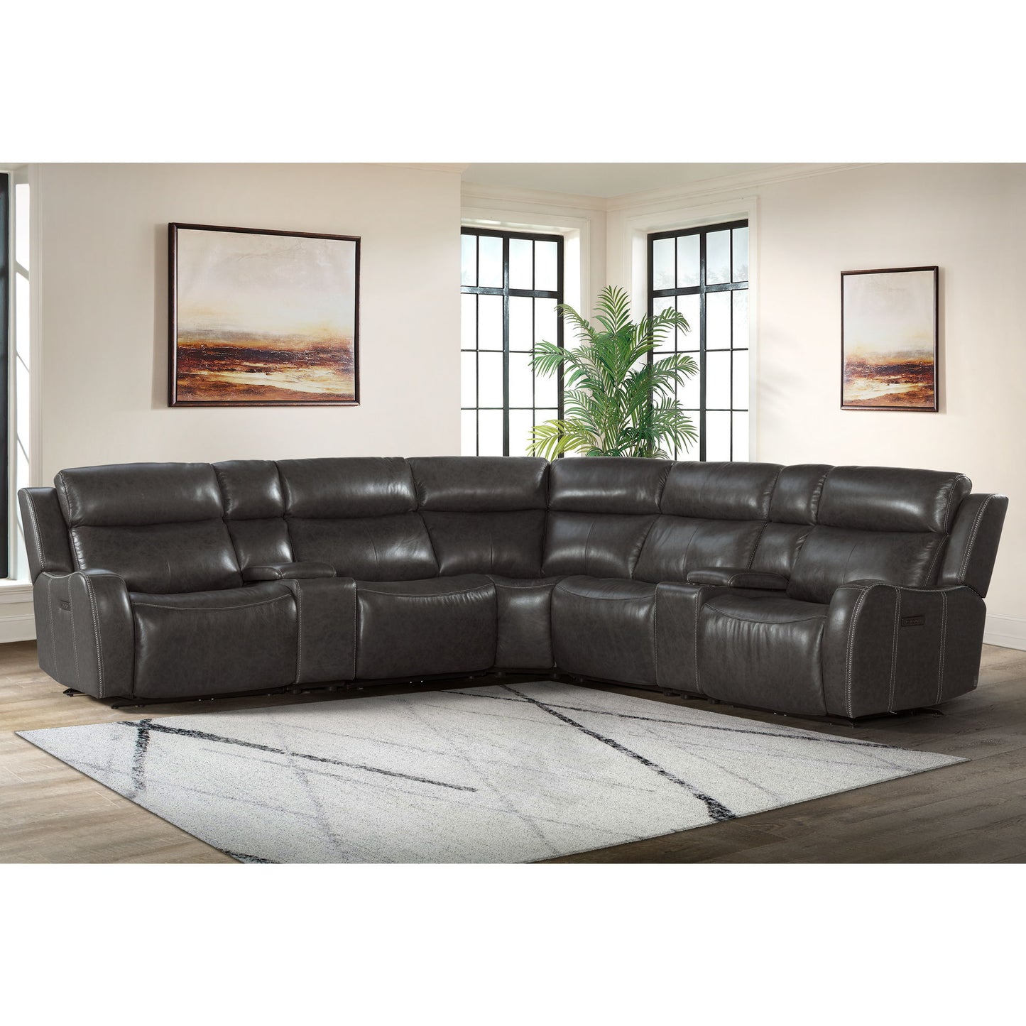 Wainwright - Dual-Power Sectional Set - Charcoal Gray