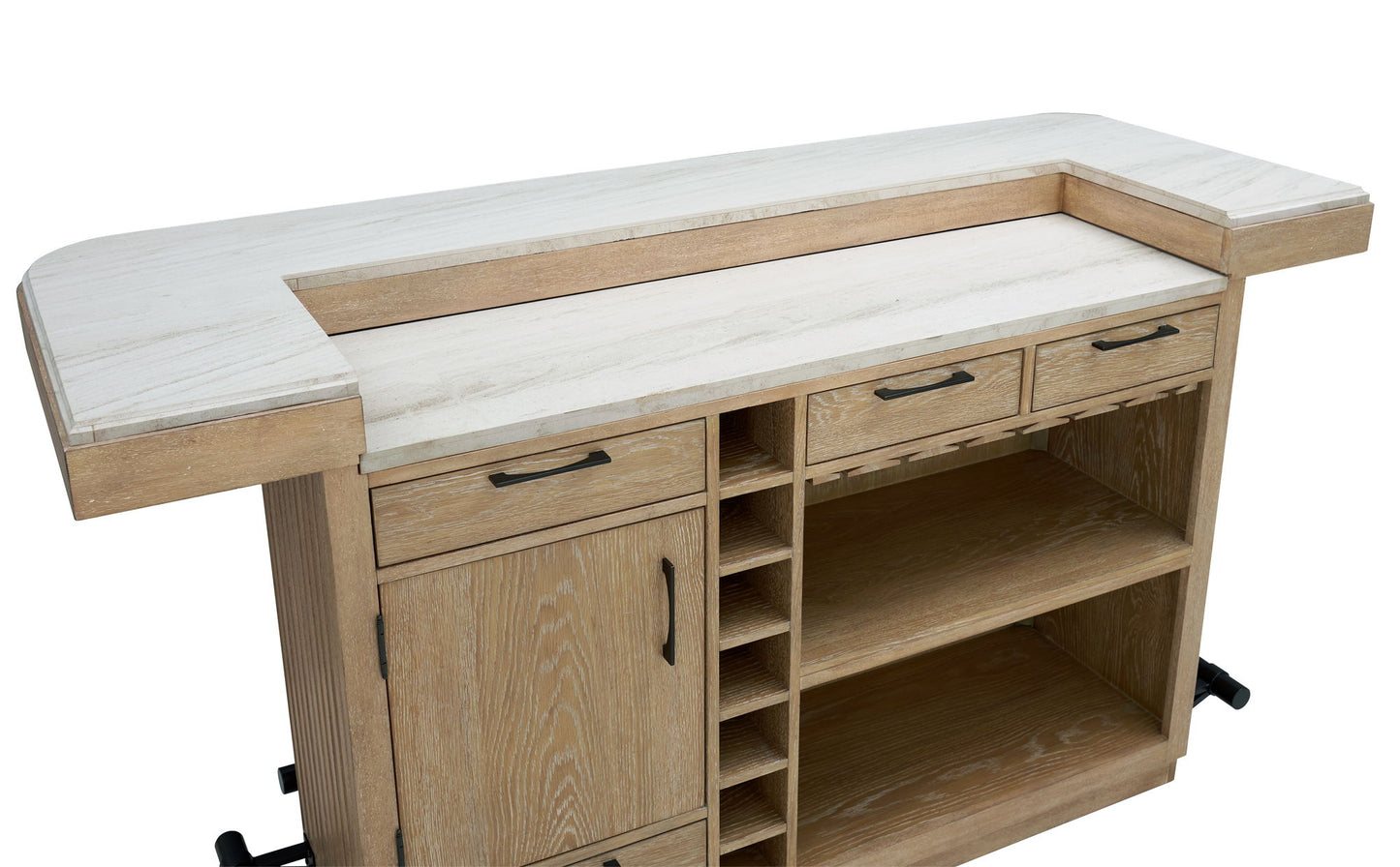 Escape - Dining Bar With Stone Top - Glazed Natural Oak / Vanilla Bean