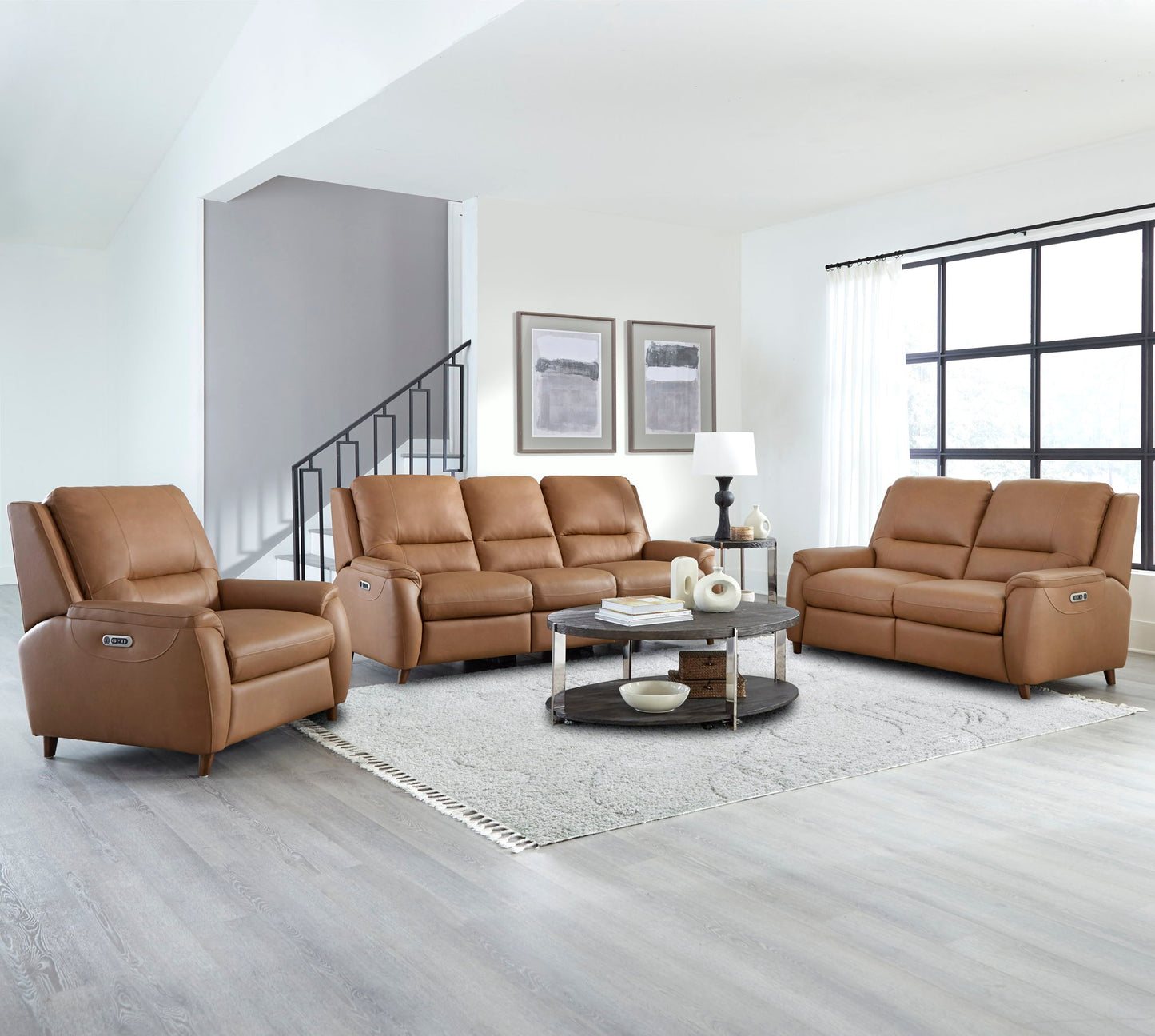 Austin - Power Reclining Sofa P2 - Caramel Cream