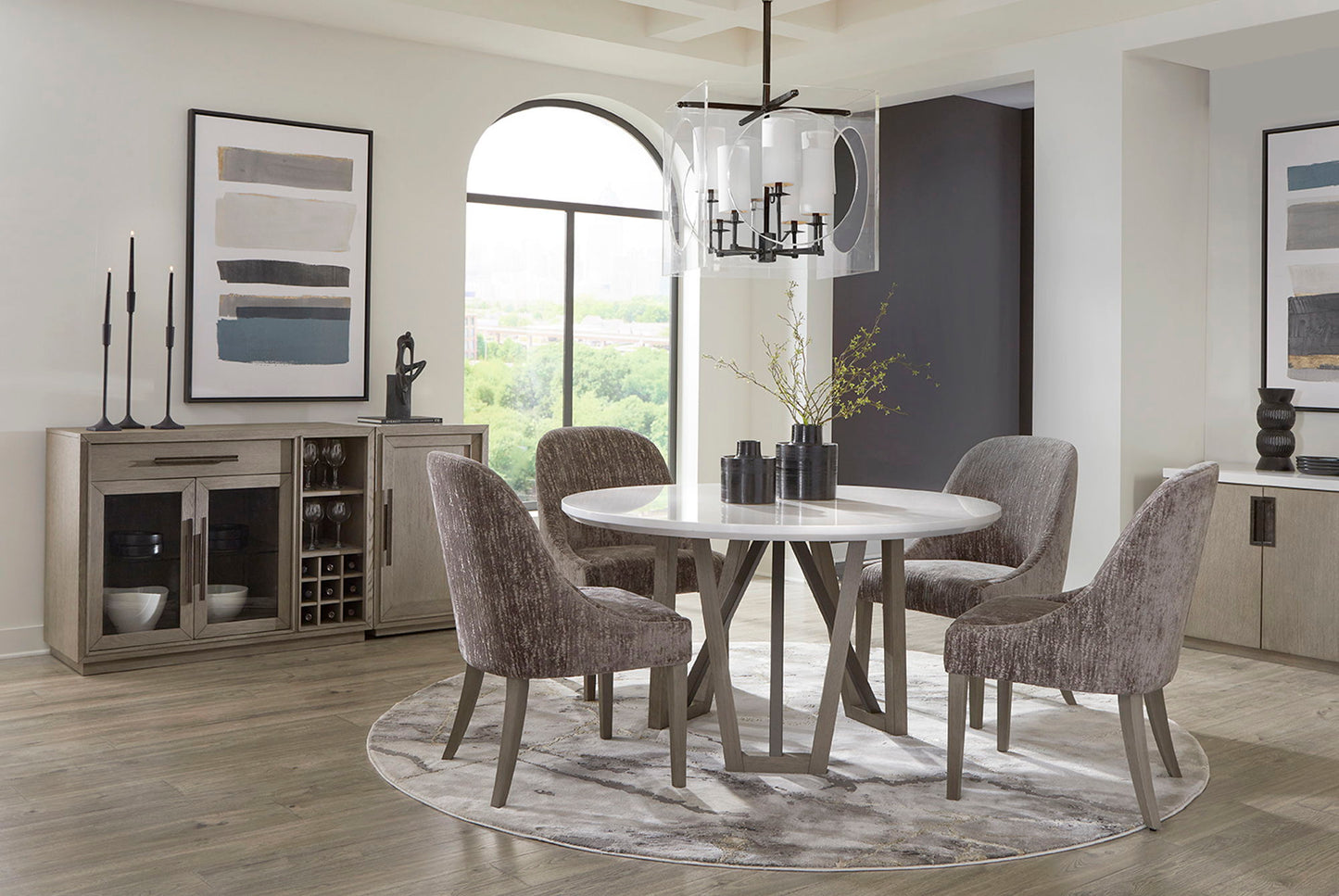 Pure Modern Dining - Multi-Functional Server With Bar Cabinet - Moonstone