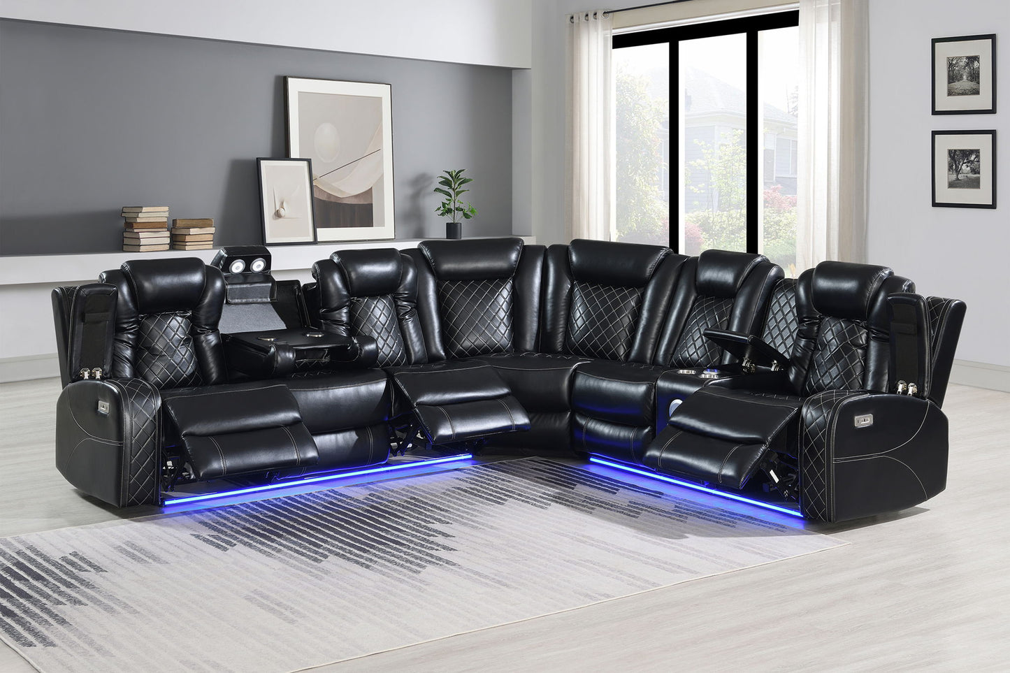 Orion II - Laf Sofa With Power Headrest & Footrest - Black