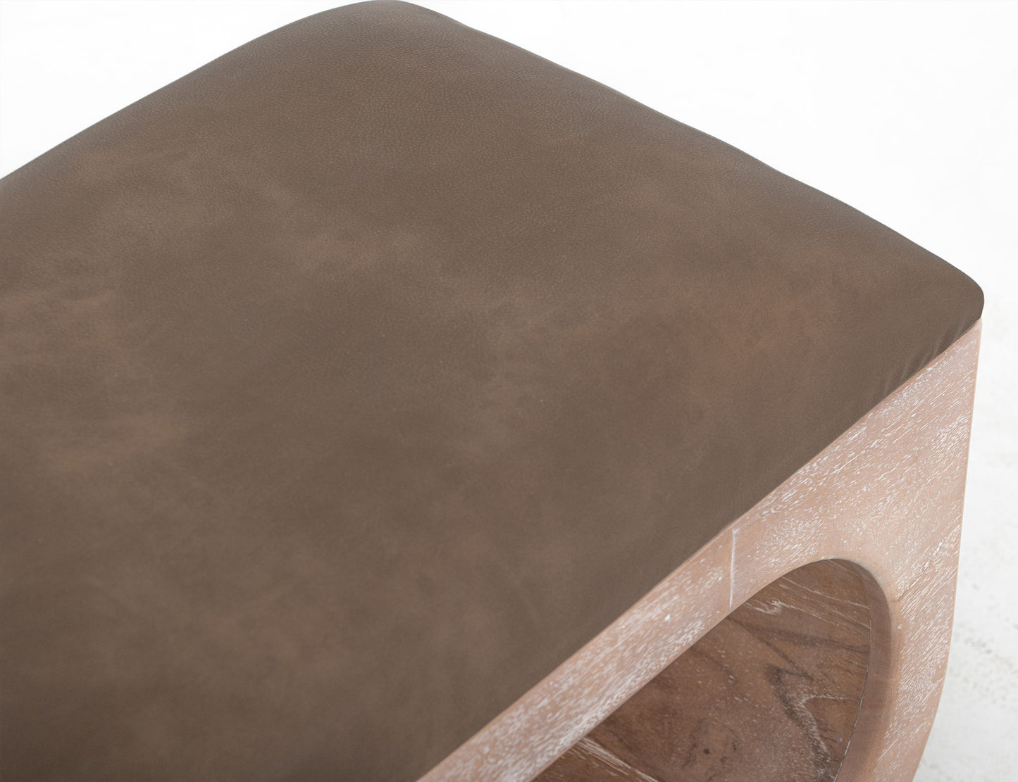 Balam - Wooden Bench With Cushioned Seat - Ivory White