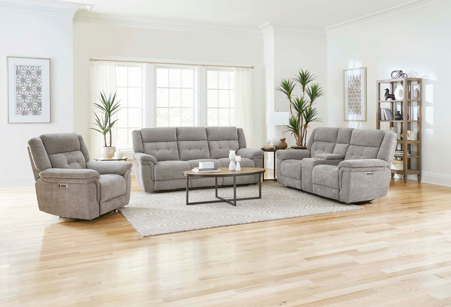 Richland - Power Reclining Console Loveseat - Bristol Gray