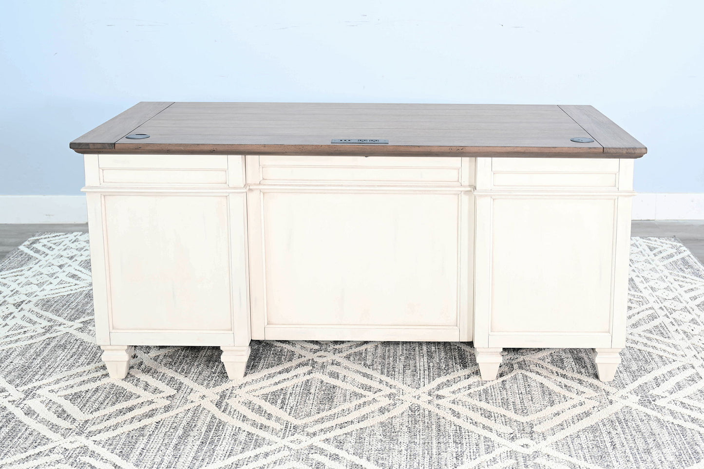 Pasadena - Desk With Drawers - Buckskin / Marble White