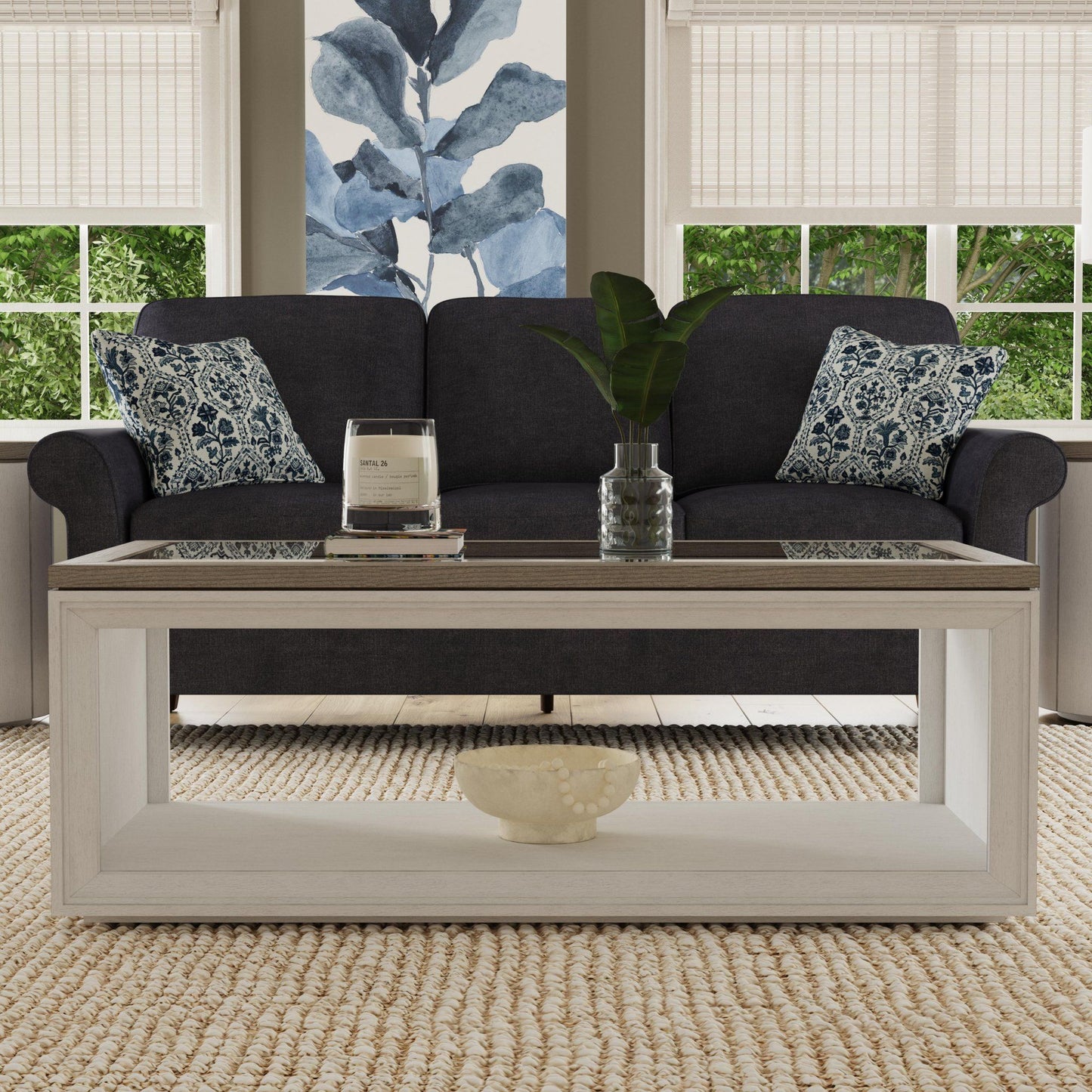 Melody - Rectangular Coffee Table With Casters - White