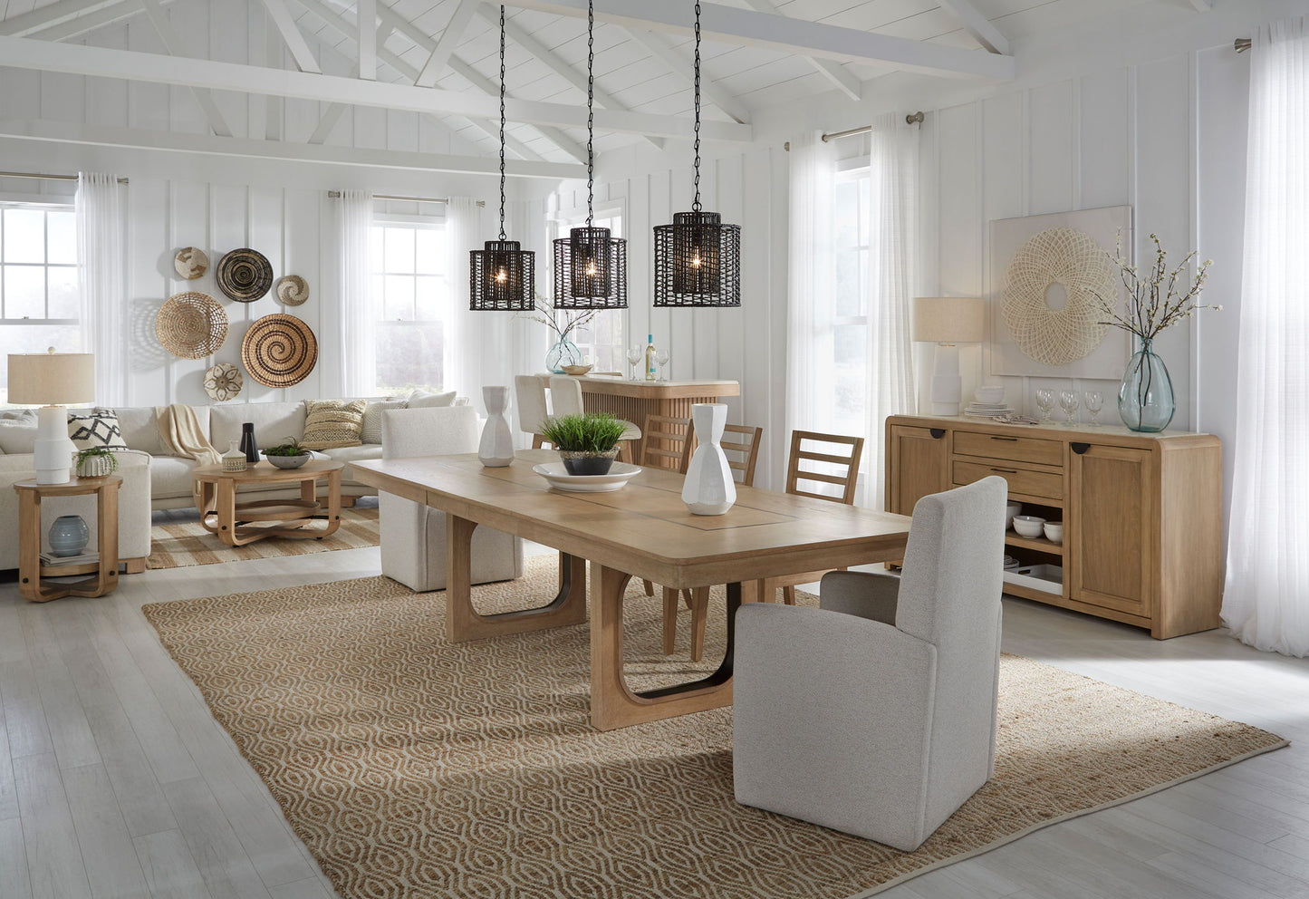 Escape - Dining Bar With Stone Top - Glazed Natural Oak / Vanilla Bean