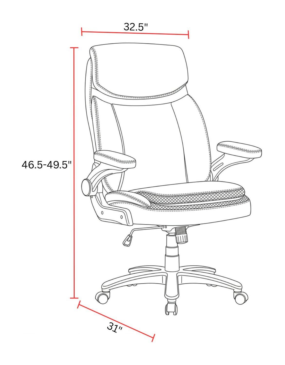 Dc - Big And Tall Fabric Desk Chair - Black