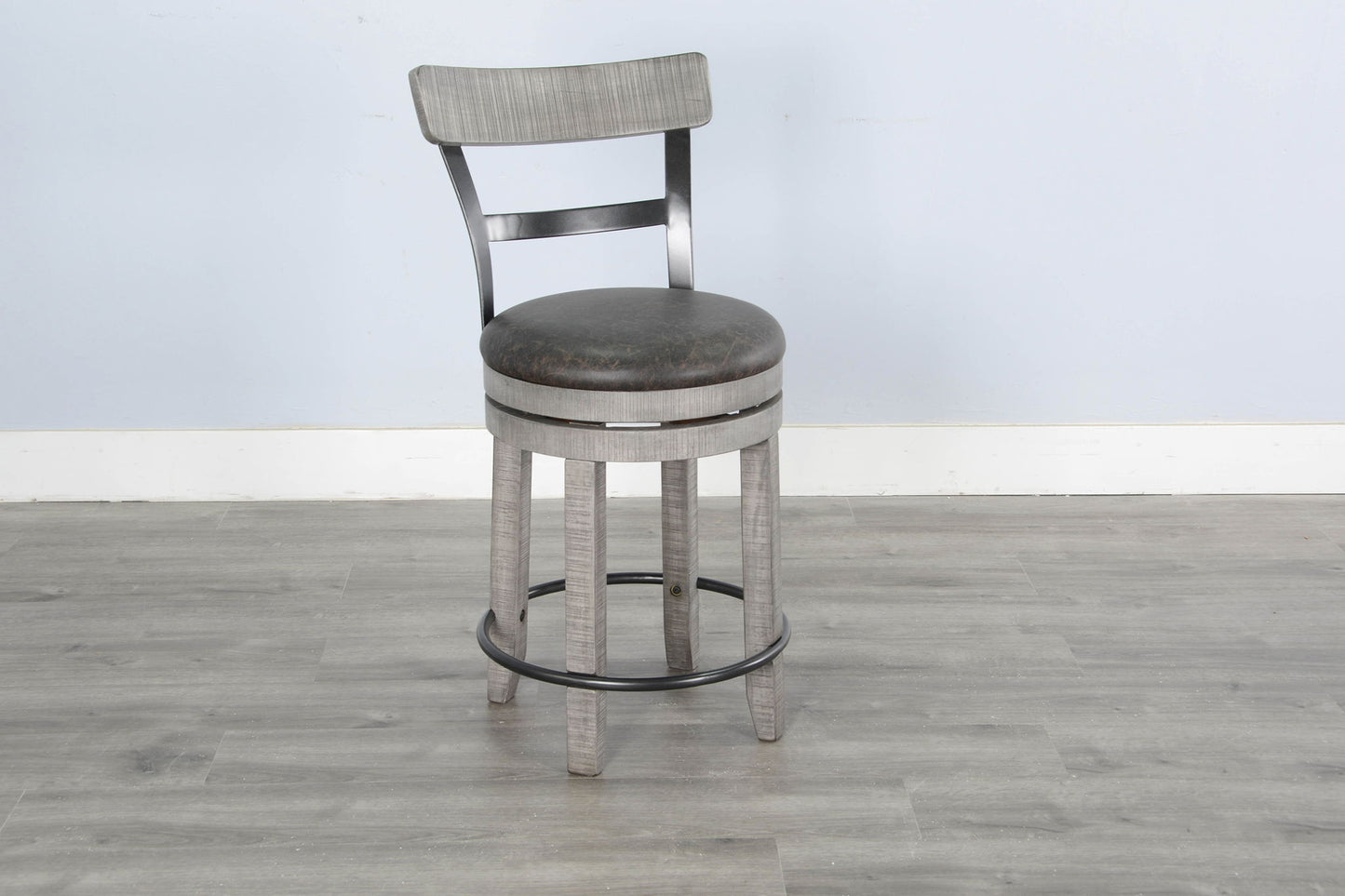 Alpine - Counter Swivel Barstool, Cushion Seat (Set of 2) - Gray