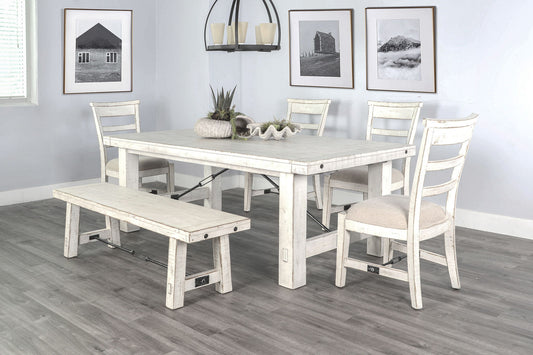 Extension Wood 6 Piece Dining Table Set - White Sand