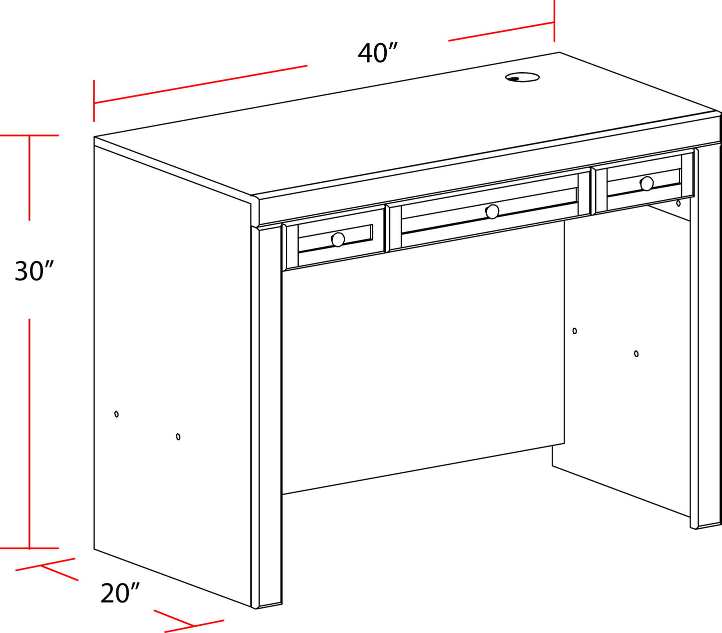 Catalina - Library Desk - Cottage White
