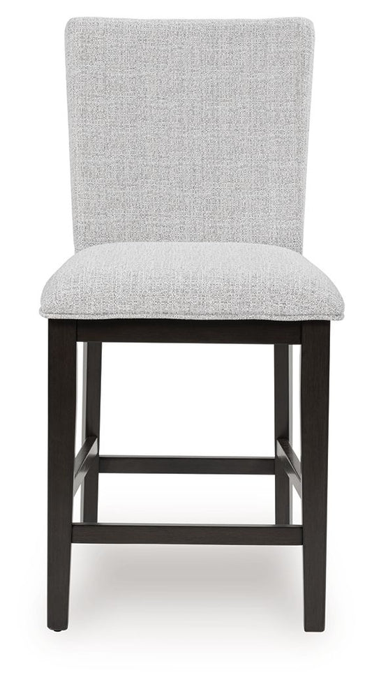 Neymorton - Dark Grayish Brown - 5 Pc. - Rectangular Dining Room Counter Table, 4 Barstools