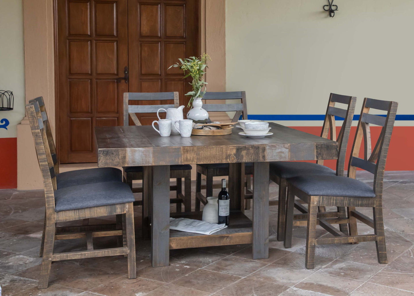 Loft - 54" Square Table - Two Tone Gray / Brown