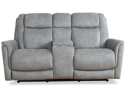 Linus - Zero Gravity Power Reclining Console Loveseat - Hudson Gray