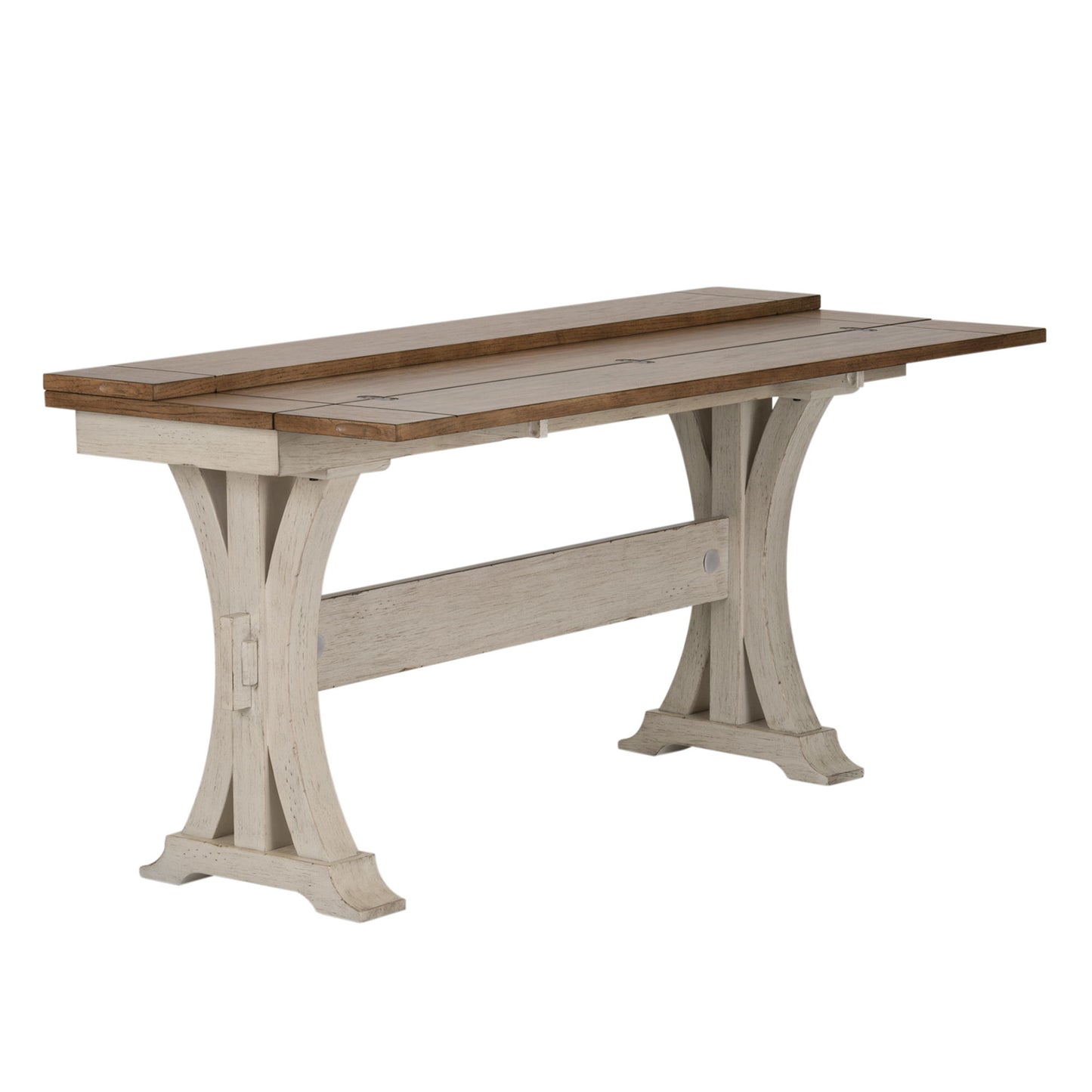 Farmhouse Reimagined - Flip Lid Sofa Table - Antique White / Chestnut Tops