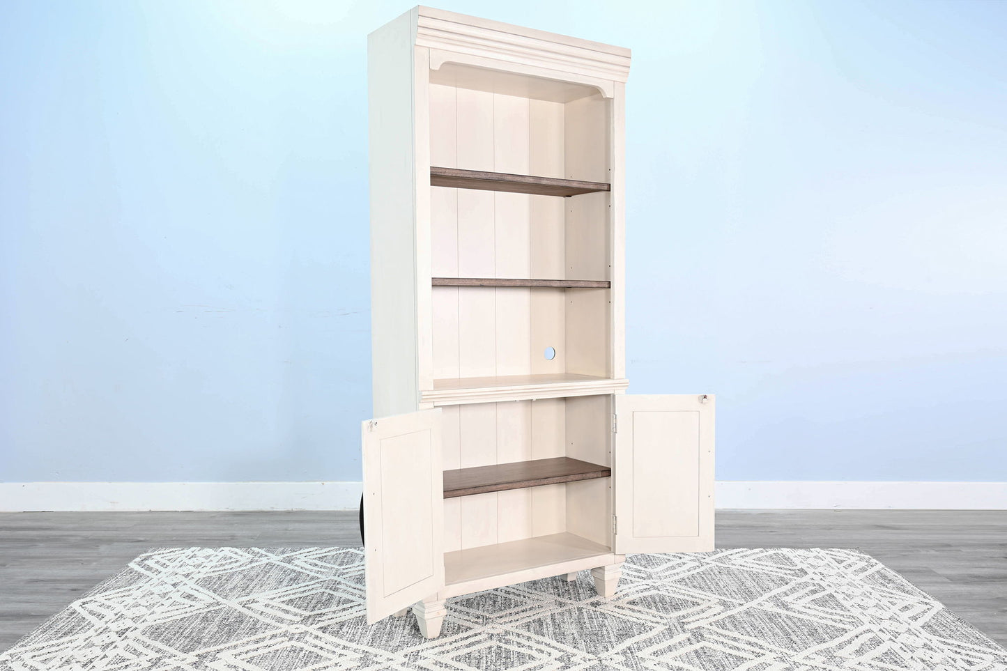 Pasadena - Two-Tone Wood Bookcase - Buckskin / Marble White