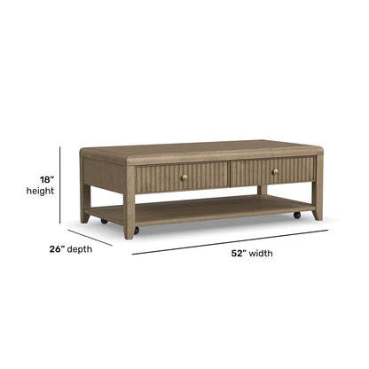 Reed - Rectangular Coffee Table With Casters - Driftwood Oak