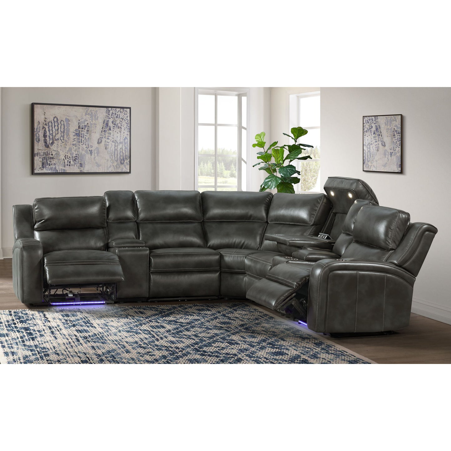 Silhouette - Dual-Power Sectional Set - Bolero Slate